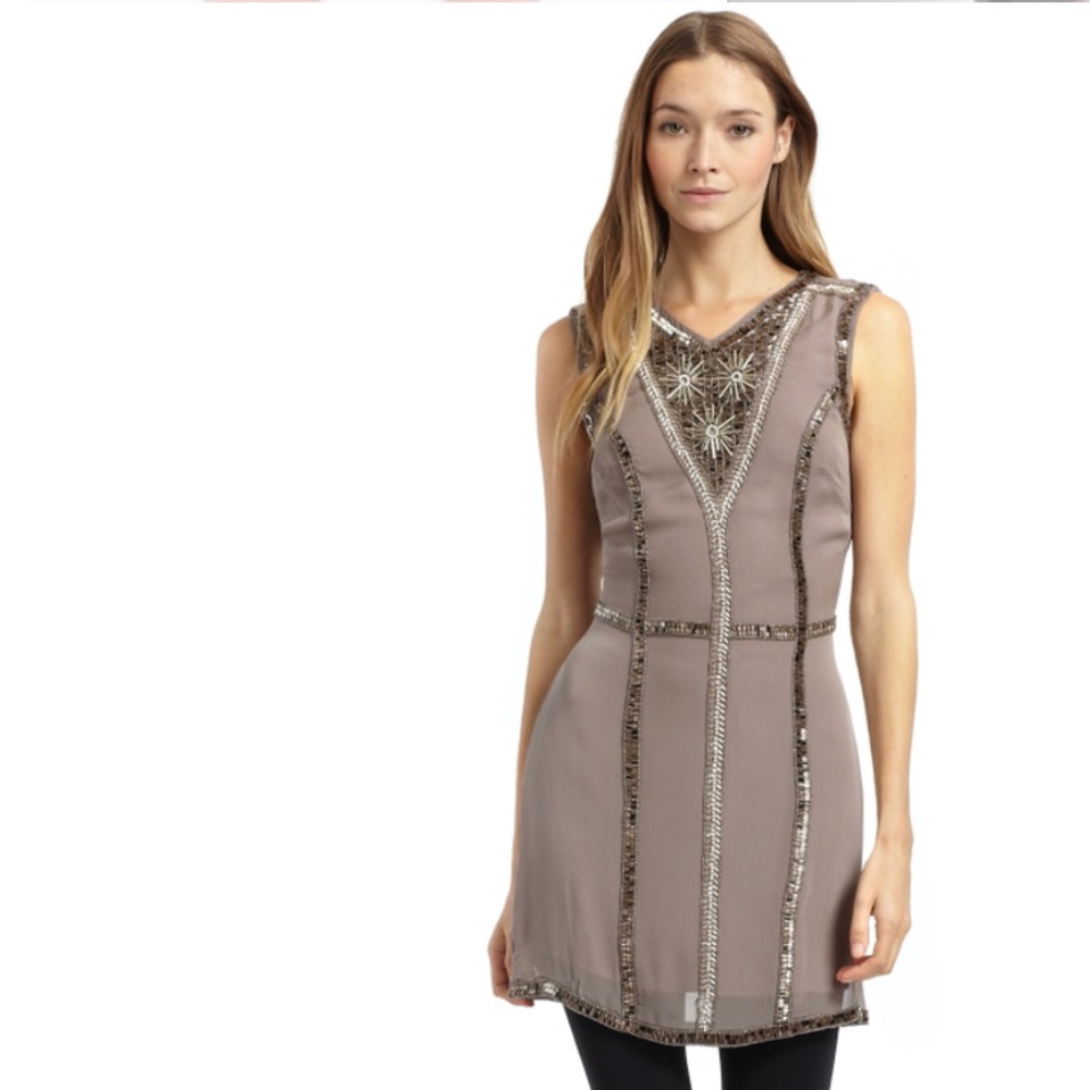 NWT French Connection 100% Silk Beaded Dress